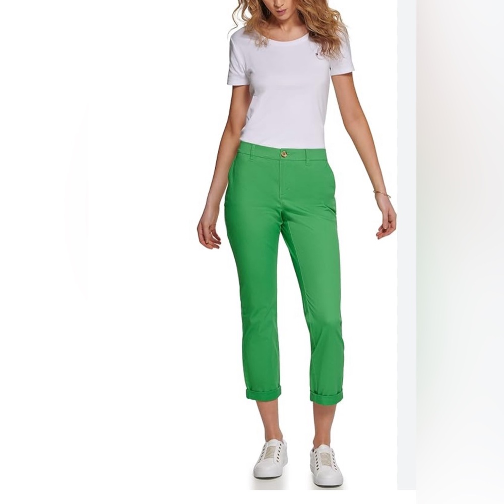 Tommy Hilfiger Women's TH Flex Hampton Cuffed Chino Straight-Leg Pants (NWT)